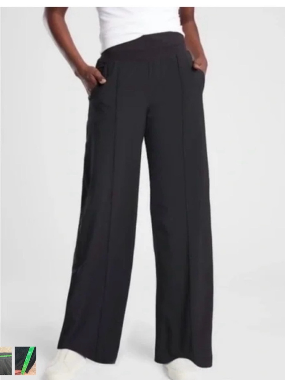 Athleta Nolita Black Wide-Leg Pull-On Pants 10